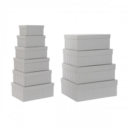 Saliekamo Organizējošo Kastu Komplekts DKD Home Decor Pelēks Balts Kvadrāta Kartons (43,5 x 33,5 x 15,5 cm) image 1