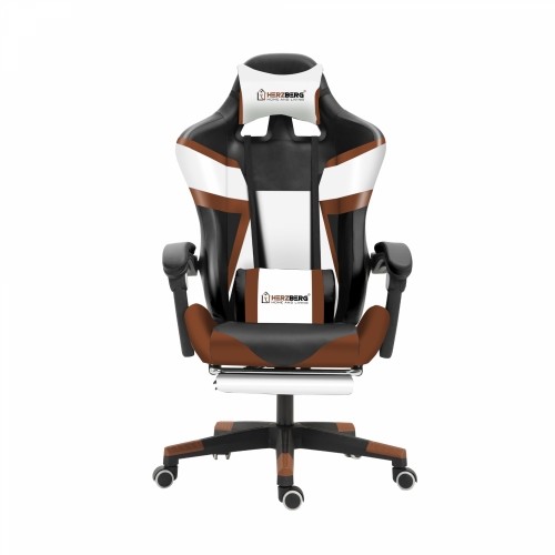Herzberg Home & Living Herzberg HG-8082: Tri-color Gaming and Office Chair with T-shape Accent Coffee image 1