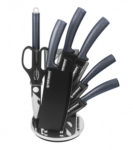 Herzberg Cooking Herzberg 8 Pieces Knife Set with Acrylic Stand - Carbon image 1