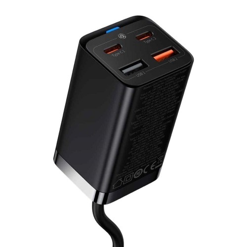 Baseus Quick Charger GaN3 Pro, 2x USB-C, 2x USB, 65W (black) image 1