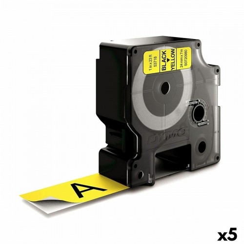 Laminēta lente iekārtu marķēšanai Dymo D1 53718 24 mm LabelManager™ Melns Dzeltens (5 gb.) image 1