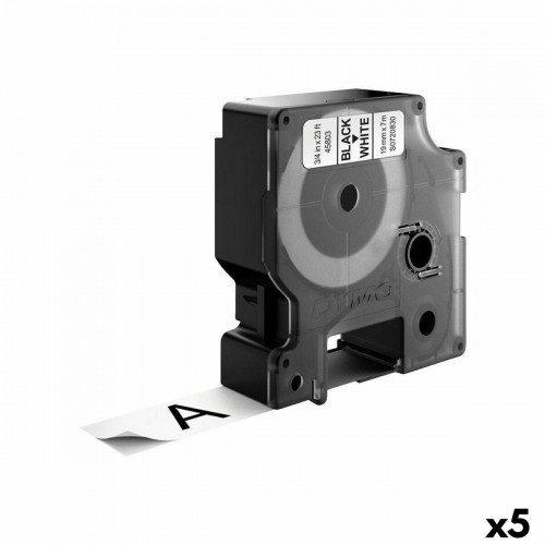 Laminēta lente iekārtu marķēšanai Dymo D1 45803 LabelManager™ Melns Balts 19 mm (5 gb.) image 1