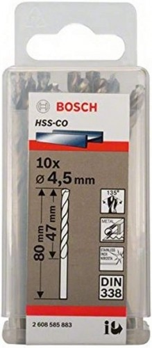Bosch metal twist drill HSS-Co, DIN 338, 4.5mm (10 pieces, working length 47mm) image 1