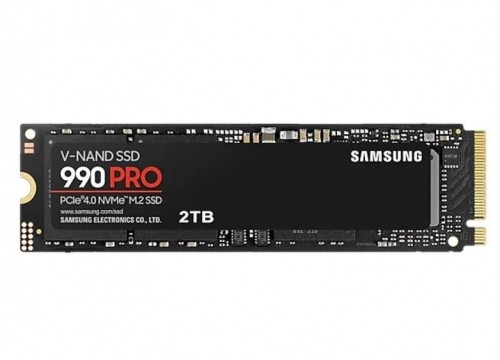 Samsung  
         
       SSD||990 PRO|2TB|M.2|PCIE|NVMe|MLC|Write speed 6900 MBytes/sec|Read speed 7450 MBytes/sec|2.3mm|TBW 1200 TB|MTBF 1500000 hours|MZ-V9P2T0BW image 1