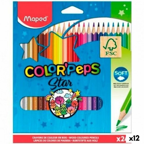 Цветные карандаши Maped Color' Peps Star Разноцветный 24 Предметы (12 штук) image 1
