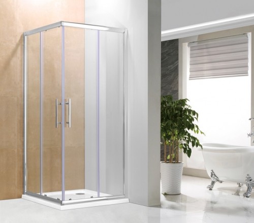 Dušas stūris Vento Firenze kvadrāts, 90*90*195, stikls 6mm Easy Clean,  hromēts profils, bez paliktņa image 1