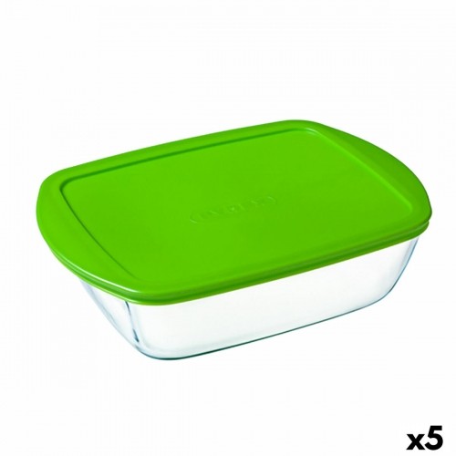 Taisnstūra Pusdienu kastīte ar Vāku Pyrex Cook & Store Zaļš 2,5 L 28 x 20 x 8 cm Silikona Stikls (5 gb.) image 1