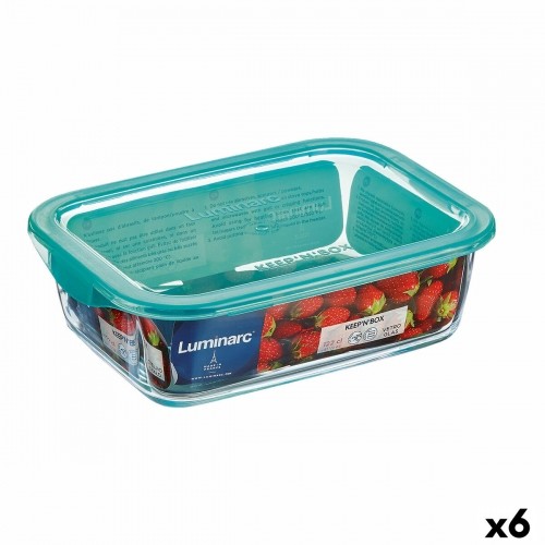Прямоугольная коробочка для завтрака с крышкой Luminarc Keep'n Lagon 12 x 8,5 x 5,4 cm бирюзовый 380 ml Cтекло (6 штук) image 1