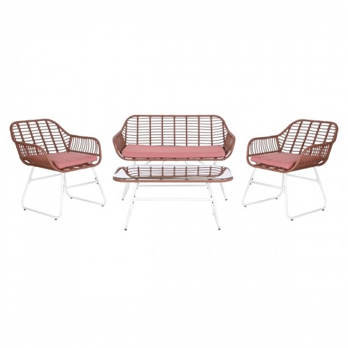 Galda komplekts ar 3 krēsliem DKD Home Decor 124 x 74 x 84 cm Metāls sintētiska rotangpalma image 1