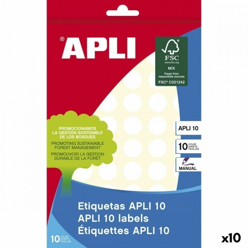 Self adhesive labels Apli Balts Ø 1,3 cm 10 Loksnes (10 gb.) image 1