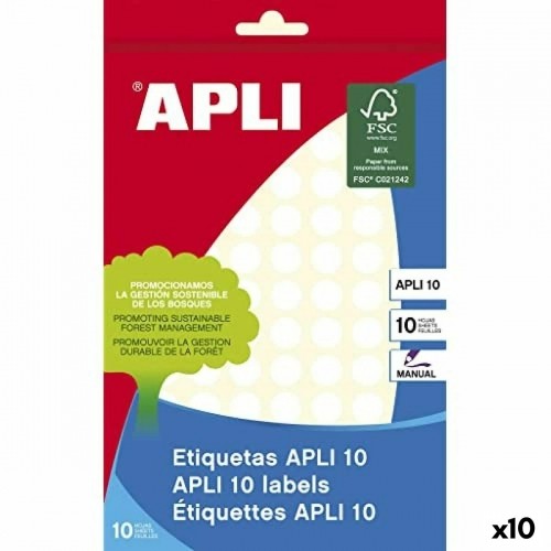 Self adhesive labels Apli Balts Ø 1 cm 10 Loksnes (10 gb.) image 1