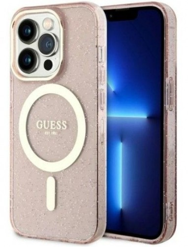 Guess  
       -  
       iPhone 14 Pro 6.1 hardcase Glitter Gold MagSafe 
     Pink image 1