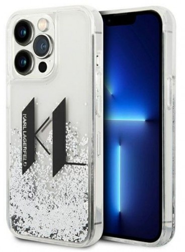 Karl Lagerfeld  
       Apple  
       iPhone 14 Pro 6.1 hardcase Liquid Glitter Big KL 
     Transparent Silver image 1