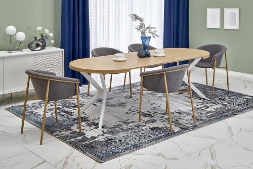 Halmar PERONI extension table, gold oak / white image 1