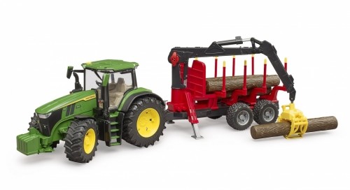 BRUDER traktors John Deere 7R 350 ar mežsaimniecības piekabi un 4 baļķiem, 03154 image 1