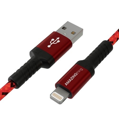 Amazingthing Кабель премиум-класса с сертификацией MFI USB - Lightning (красный, 1.2м) image 1