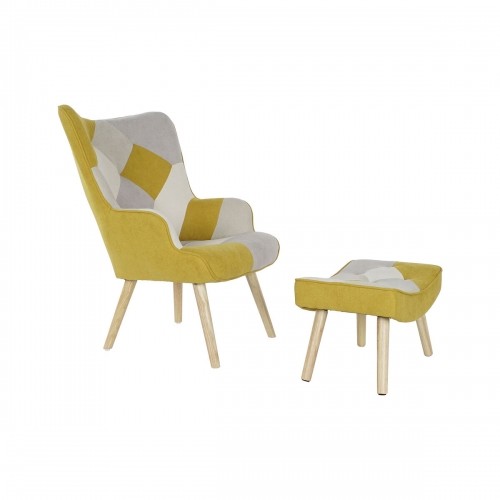 Кресло DKD Home Decor 70 x 73 x 100 cm Бежевый Жёлтый Светло-серый image 1