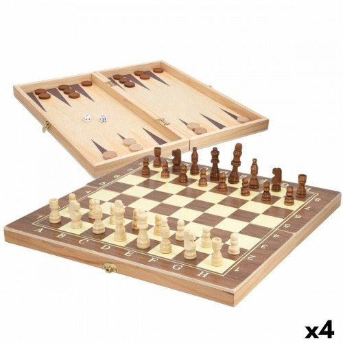 Игровая доска для шахмат и шашек Colorbaby Деревянный нарды (4 штук) image 1