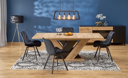 Halmar BRANDON extension table, wotan oak / black image 1