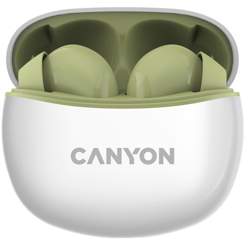 CANYON TWS-5, Bluetooth headset, with microphone, BT V5.3 JL 6983D4, Frequence Response:20Hz-20kHz, battery EarBud 40mAh*2+Charging Case 500mAh, type-C cable length 0.24m, Size: 58.5*52.91*25.5mm, 0.036kg, Green image 1