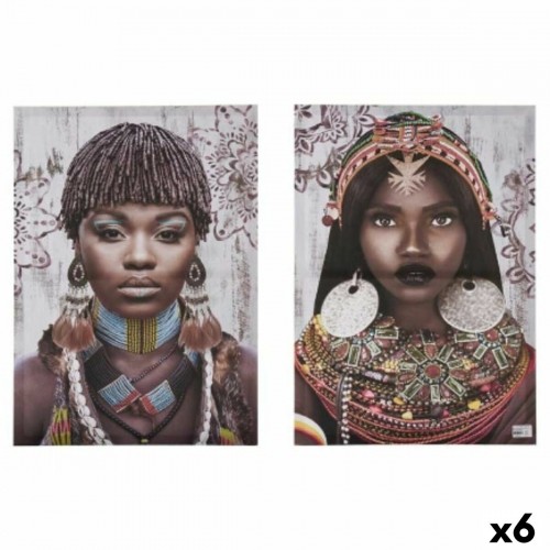 Gift Decor 2 attēlu komplekts Canvas Āfrikas sieviete 70 x 50 x 1,5 cm (6 gb.) image 1