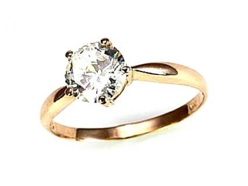 Золотое кольцо #1100010(Au-R)_CZ, Красное Золото 585°, Цирконы, Размер: 17.5, 1.65 гр. image 1