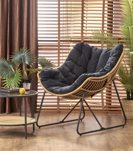 Halmar WHISPER leisure chair, black / natural image 1