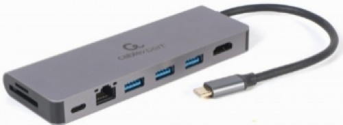 Dokastacija Gembird USB Type-C 5-in-1 multi-port adapter (Hub + HDMI + PD + card reader + LAN) image 1