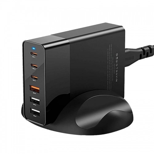 Wall charger Blitzwolf BW-S25, 75W, 3x USB + 3x USB-C (black) image 1