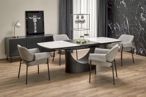 Halmar OSMAN extension table, white marble / black image 1