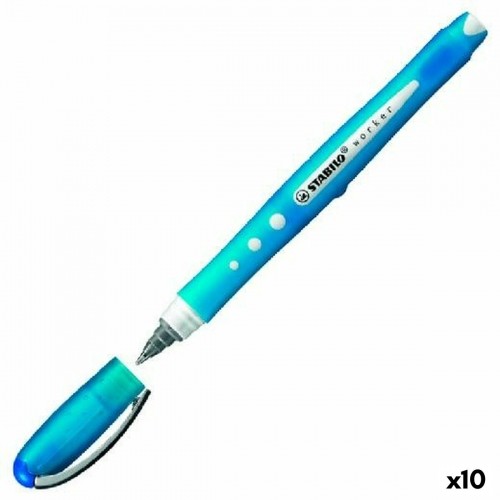 Šķidrās tintes pildspalva Stabilo Roller Worker Zils 0,5 mm (10 gb.) image 1