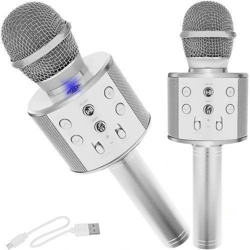 Mikrofons KARAOKE ar skaļruni 22188 silver image 1