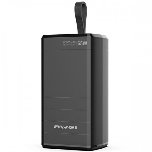 AWEI PowerBank P171K 60000mAh 65W czarny|black USB|2xPD wyświetlacz image 1