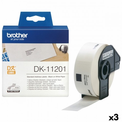 Этикетки для принтера Brother DK-11201 Белый 29 x 90 mm Чёрный Черный/Белый (3 штук) image 1