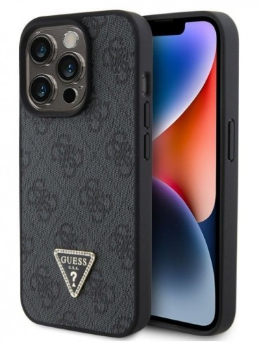 Guess  
       Apple  
       iPhone 15 Pro Strass Triangle Metal Logo Case 
     Black image 1