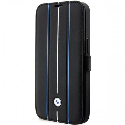 Etui BMW BMBKP14X22RVSK iPhone 14 Pro Max 6,7" czarny|black bookcase Leather Stamp Blue Lines image 1