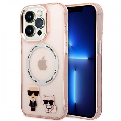 Karl Lagerfeld MagSafe Compatible Case Karl and Choupette for iPhone 14 Pro Max Pink image 1
