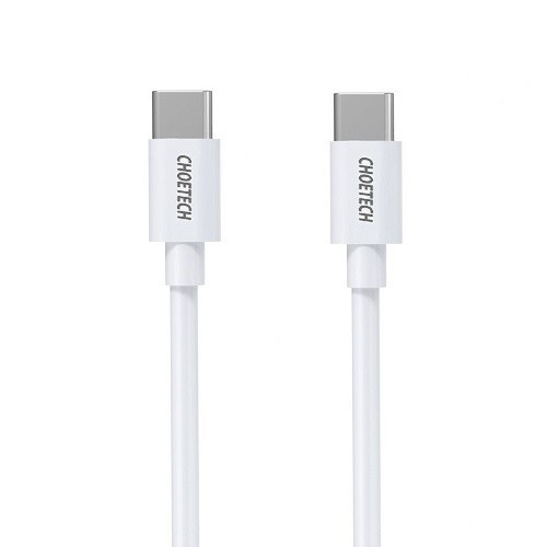 Cable CHOETECH Type-C - Type-C, PD60W, White, 1.2m image 1