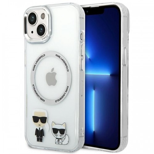 Karl Lagerfeld MagSafe Compatible Case Karl and Choupette for iPhone 14 Plus Transparent image 1
