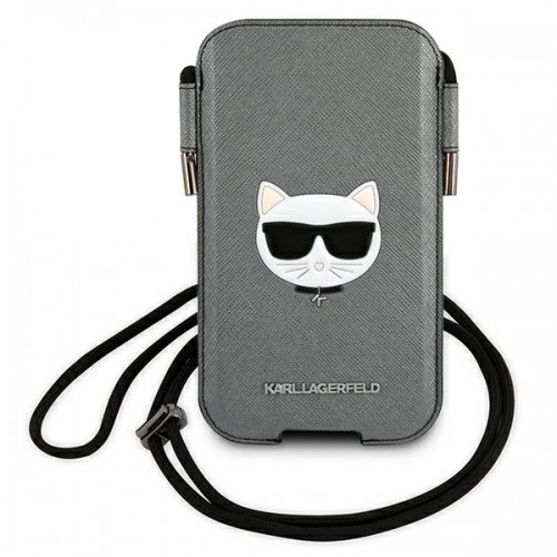 Karl Lagerfeld Choupette Head Saffiano PU Pouch L Grey image 1