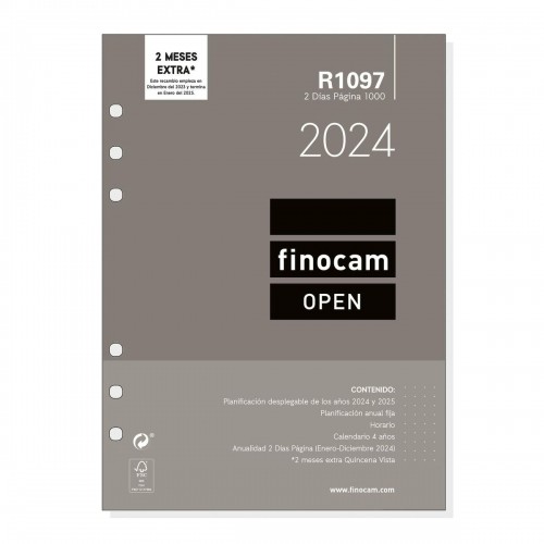Agenda refill Finocam Open R1097 2024 Balts 15,5 x 21,5 cm image 1