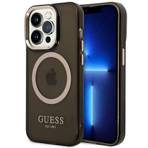 Guess Translucent MagSafe Compatible Case for iPhone 14 Pro Max Black image 1