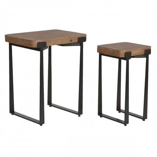 Набор из двух столиков Home ESPRIT Коричневый Чёрный Железо Ель 50 x 38 x 62 cm image 1
