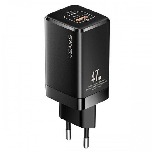 USAMS Ład. siec. T41 USB-C+USB GaN 47W PD+QC (only head) Fast Charging czarny|black CC137TC01 (US-CC137) image 1