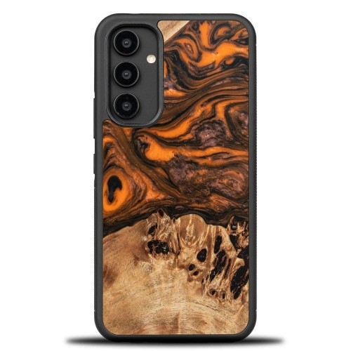 Wood and resin case for Samsung Galaxy A54 5G Bewood Unique Orange - orange and black image 1