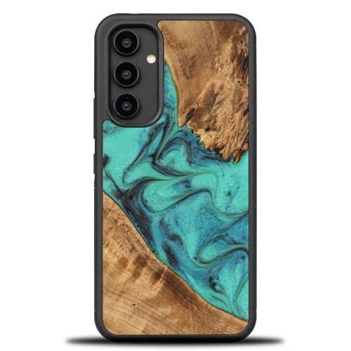 Wood and Resin Case for Samsung Galaxy A54 5G Bewood Unique Turquoise - Turquoise Black image 1