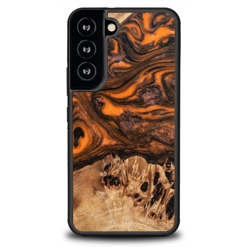 Wood and resin case for Samsung Galaxy S22 Bewood Unique Orange - orange and black image 1