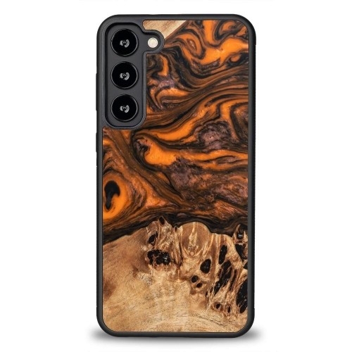 Wood and resin case for Samsung Galaxy S23 Plus Bewood Unique Orange - orange and black image 1