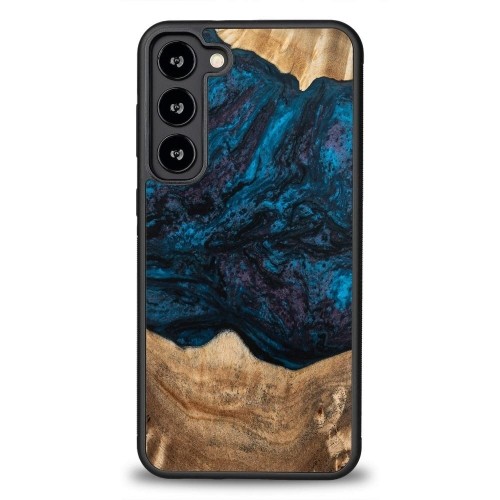 Wood and resin case for Samsung Galaxy S23 Plus Bewood Unique Neptune - navy blue and black image 1