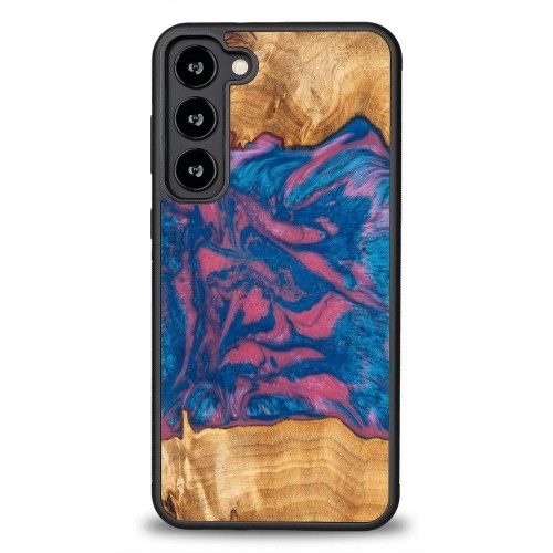 Wood and resin case for Samsung Galaxy S23 Plus Bewood Unique Vegas - pink and blue image 1